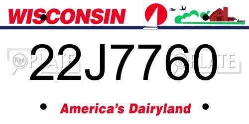 22J7760 Wisconsin License Plate