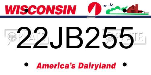22JB255 Wisconsin License Plate