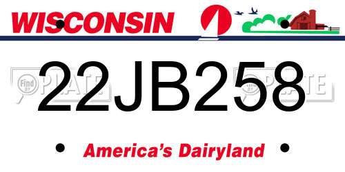 22JB258 Wisconsin License Plate