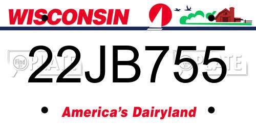 22JB755 Wisconsin License Plate