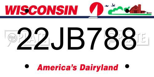 22JB788 Wisconsin License Plate