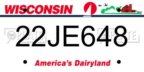 22JE648 Wisconsin License Plate