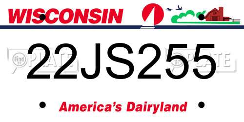 22JS255 Wisconsin License Plate