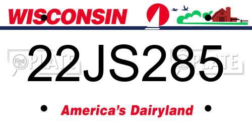 22JS285 Wisconsin License Plate