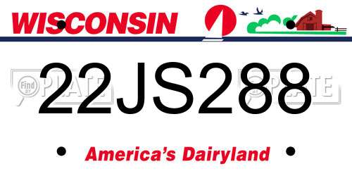 22JS288 Wisconsin License Plate