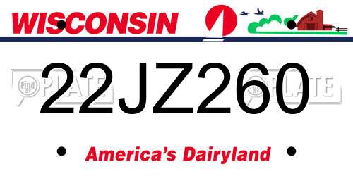 22JZ260 Wisconsin License Plate