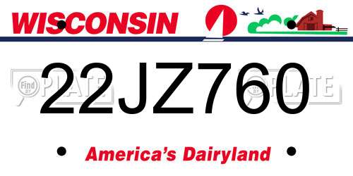 22JZ760 Wisconsin License Plate