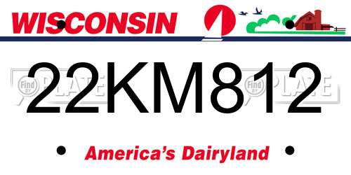 22KM812 Wisconsin License Plate