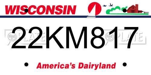 22KM817 Wisconsin License Plate