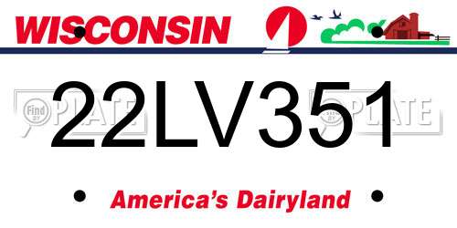 22LV351 Wisconsin License Plate