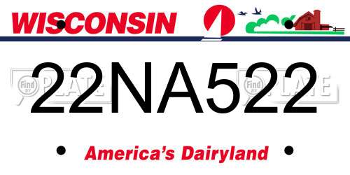 22NA522 Wisconsin License Plate
