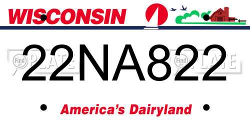 22NA822 Wisconsin License Plate