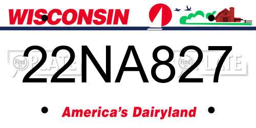 22NA827 Wisconsin License Plate