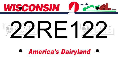 22RE122 Wisconsin License Plate