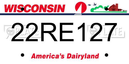 22RE127 Wisconsin License Plate