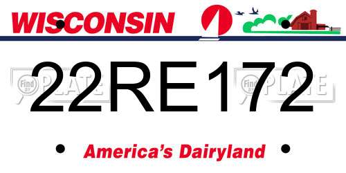 22RE172 Wisconsin License Plate