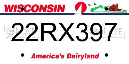 22RX397 Wisconsin License Plate