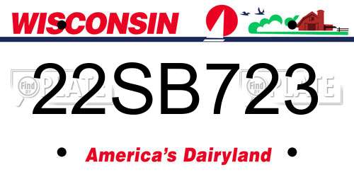 22SB723 Wisconsin License Plate
