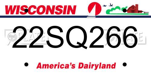 22SQ266 Wisconsin License Plate