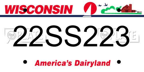 22SS223 Wisconsin License Plate