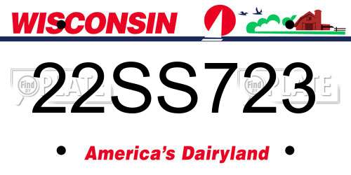 22SS723 Wisconsin License Plate