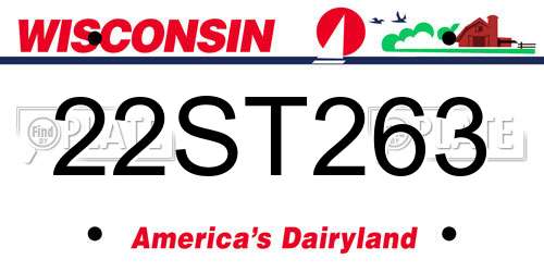 22ST263 Wisconsin License Plate