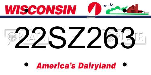 22SZ263 Wisconsin License Plate