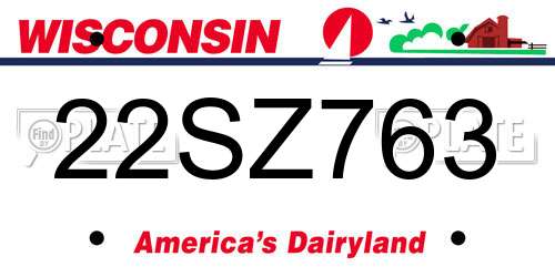 22SZ763 Wisconsin License Plate