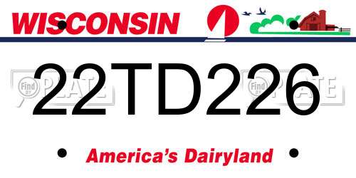 22TD226 Wisconsin License Plate