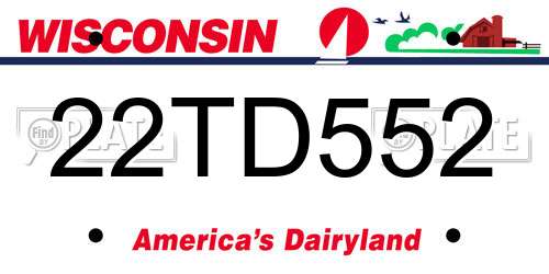 22TD552 Wisconsin License Plate