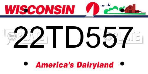 22TD557 Wisconsin License Plate