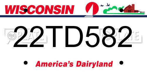 22TD582 Wisconsin License Plate