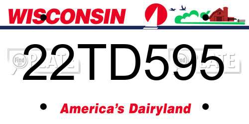 22TD595 Wisconsin License Plate