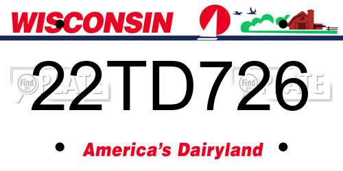 22TD726 Wisconsin License Plate