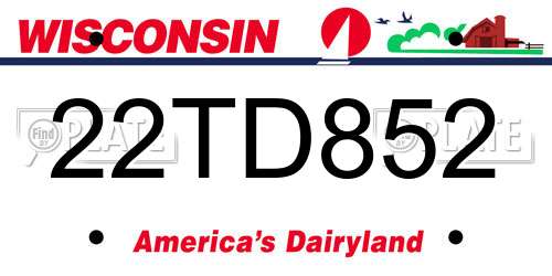 22TD852 Wisconsin License Plate