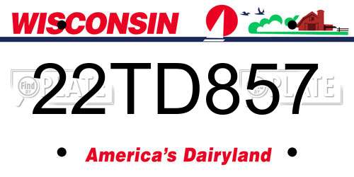 22TD857 Wisconsin License Plate