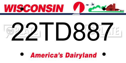 22TD887 Wisconsin License Plate