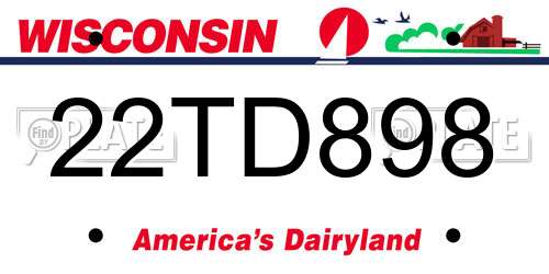 22TD898 Wisconsin License Plate