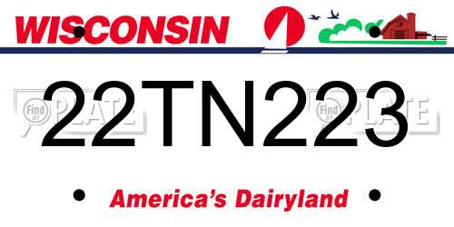 22TN223 Wisconsin License Plate