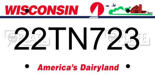 22TN723 Wisconsin License Plate