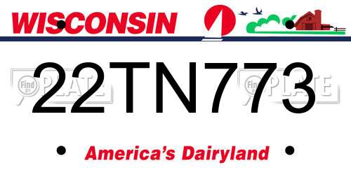 22TN773 Wisconsin License Plate