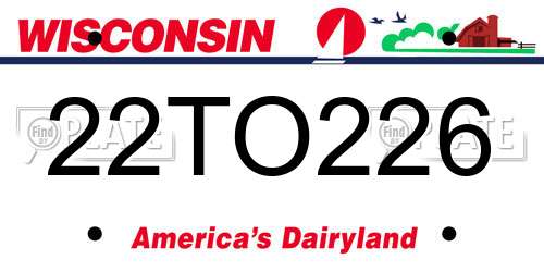 22TO226 Wisconsin License Plate