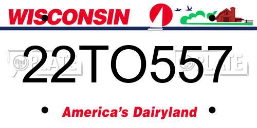 22TO557 Wisconsin License Plate