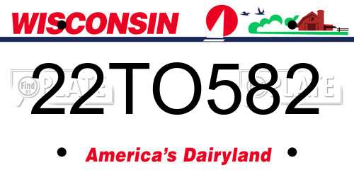22TO582 Wisconsin License Plate