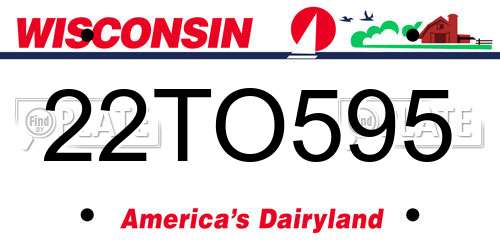 22TO595 Wisconsin License Plate