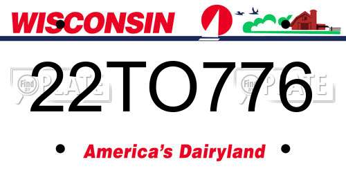 22TO776 Wisconsin License Plate