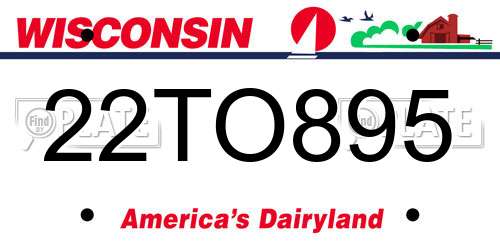 22TO895 Wisconsin License Plate
