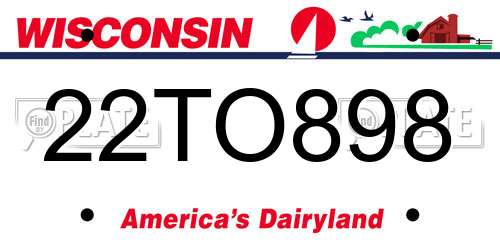 22TO898 Wisconsin License Plate