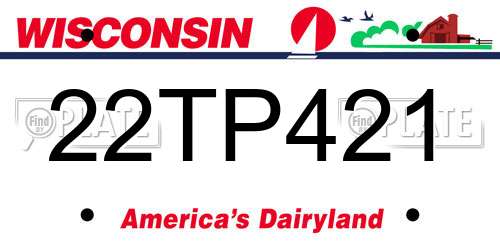 22TP421 Wisconsin License Plate