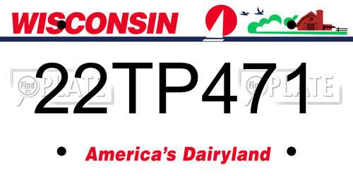 22TP471 Wisconsin License Plate